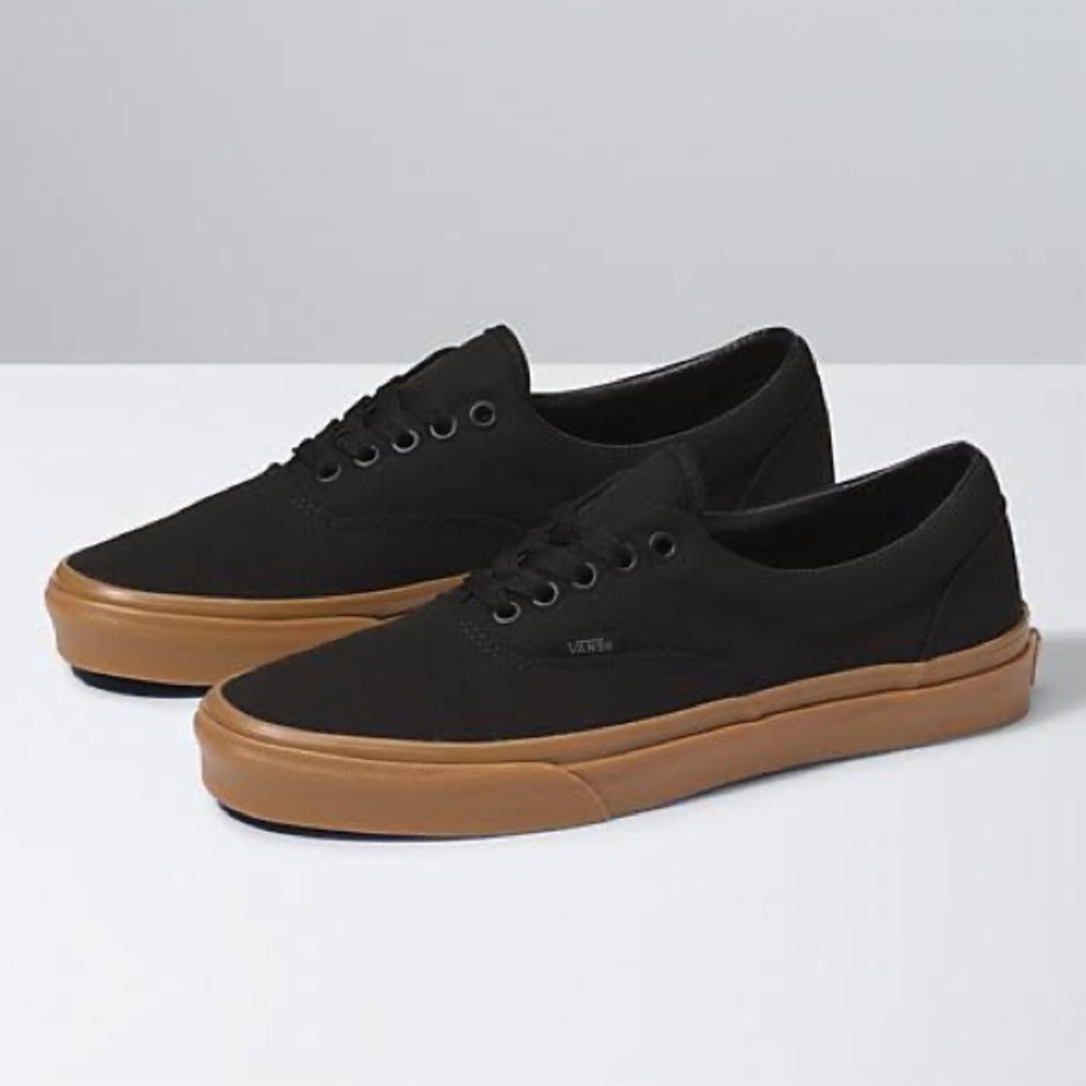 Vans Authentic Skate Shoe - Black with brown sole